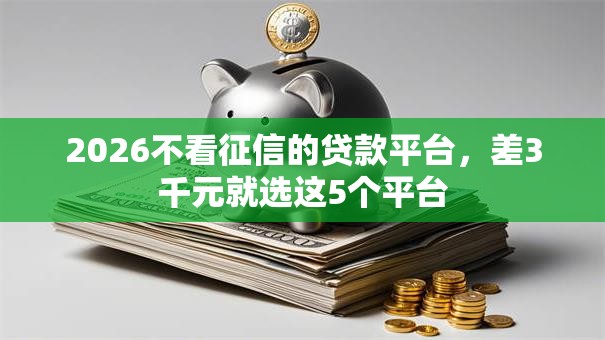 2026不看征信的贷款平台，差3千元就选这5个平台