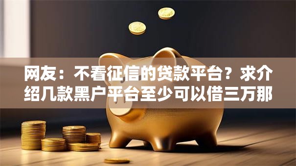 网友：不看征信的贷款平台？求介绍几款黑户平台至少可以借三万那种