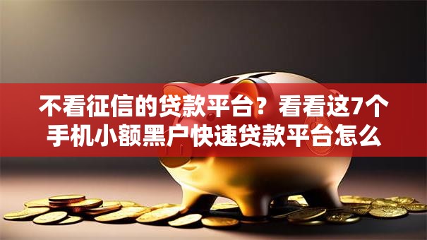 不看征信的贷款平台？看看这7个手机小额黑户快速贷款平台怎么样