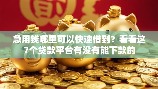 急用钱哪里可以快速借到?看看这7个贷款平台有没有能下款的 急用钱哪里可以快速借到?看看这7个贷款平台有没有能下款的