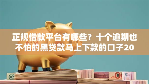 正规借款平台有哪些？十个逾期也不怕的黑贷款马上下款的口子2025