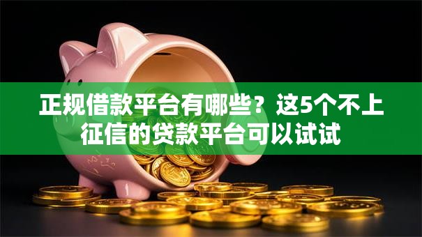 正规借款平台有哪些？这5个不上征信的贷款平台可以试试