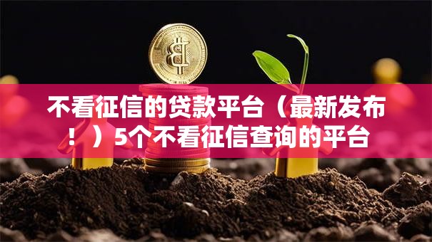 不看征信的贷款平台（最新发布！）5个不看征信查询的平台