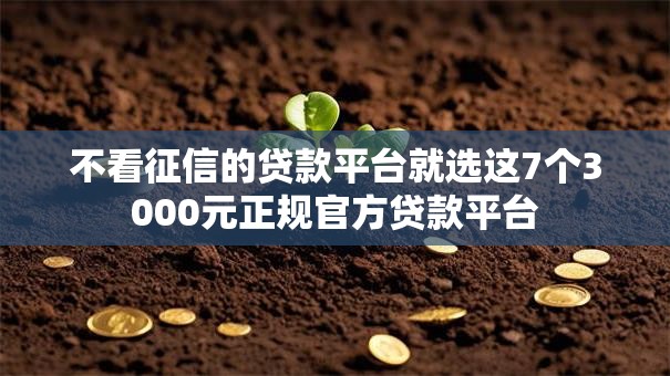 不看征信的贷款平台就选这7个3000元正规官方贷款平台 不看征信的贷款平台就选这7个3000元正规官方贷款平台