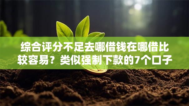 综合评分不足去哪借钱在哪借比较容易?类似强制下款的7个口子参考 综合评分不足去哪借钱在哪借比较容易?类似强制下款的7个口子参考