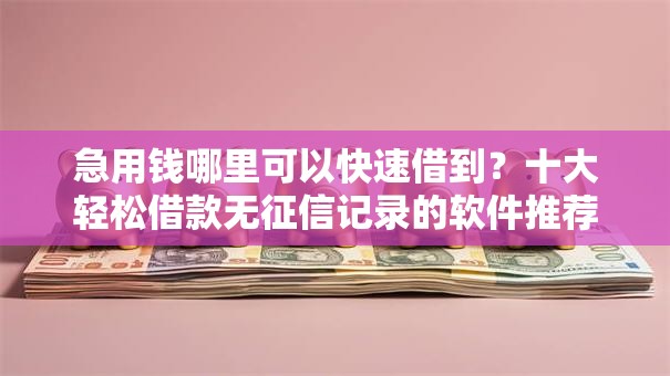 急用钱哪里可以快速借到？十大轻松借款无征信记录的软件推荐