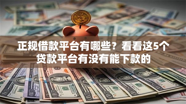 正规借款平台有哪些？看看这5个贷款平台有没有能下款的
