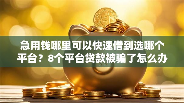 急用钱哪里可以快速借到选哪个平台？8个平台贷款被骗了怎么办推荐