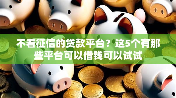 不看征信的贷款平台?这5个有那些平台可以借钱可以试试 不看征信的贷款平台?这5个有那些平台可以借钱可以试试