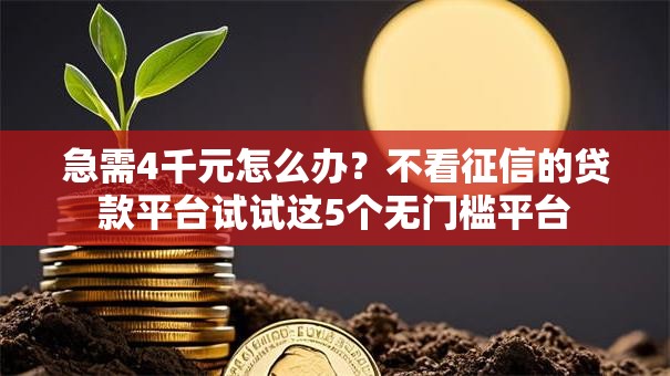 急需4千元怎么办?不看征信的贷款平台试试这5个无门槛平台 急需4千元怎么办?不看征信的贷款平台试试这5个无门槛平台