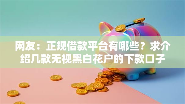 网友：正规借款平台有哪些？求介绍几款无视黑白花户的下款口子
