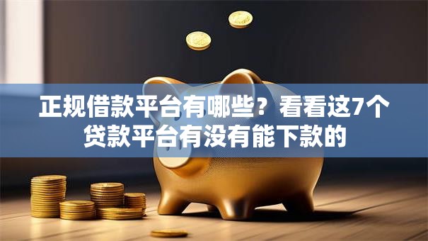 正规借款平台有哪些？看看这7个贷款平台有没有能下款的