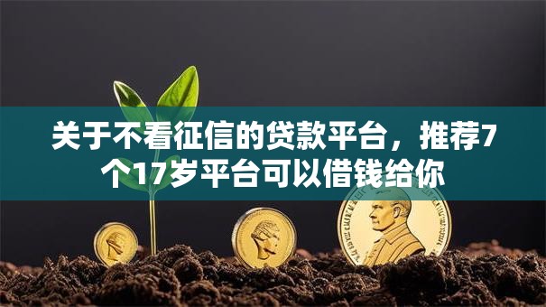 关于不看征信的贷款平台，推荐7个17岁平台可以借钱给你
