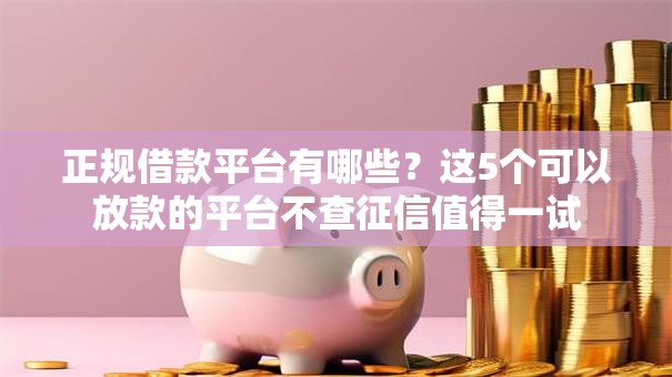 正规借款平台有哪些？这5个可以放款的平台不查征信值得一试