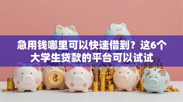 急用钱哪里可以快速借到?这6个大学生贷款的平台可以试试 急用钱哪里可以快速借到?这6个大学生贷款的平台可以试试