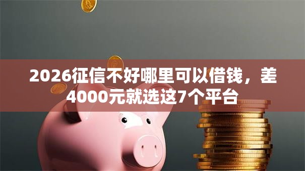 2026征信不好哪里可以借钱，差4000元就选这7个平台