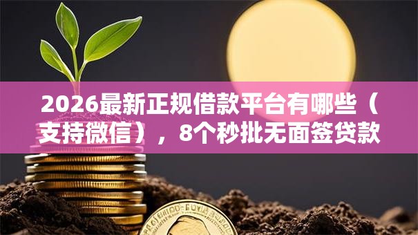 2026最新正规借款平台有哪些(支持微信),8个秒批无面签贷款平台无私分享 2026最新正规借款平台有哪些(支持微信),8个秒批无面签贷款平台无私分享