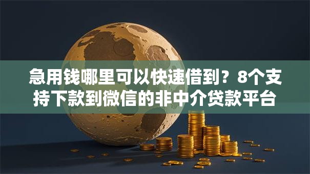 急用钱哪里可以快速借到？8个支持下款到微信的非中介贷款平台
