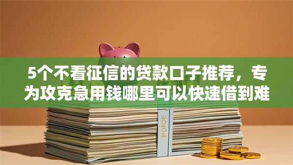 5个不看征信的贷款口子推荐，专为攻克急用钱哪里可以快速借到难题