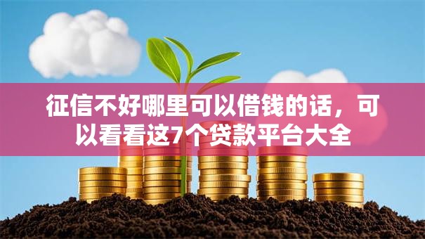征信不好哪里可以借钱的话,可以看看这7个贷款平台大全 征信不好哪里可以借钱的话,可以看看这7个贷款平台大全
