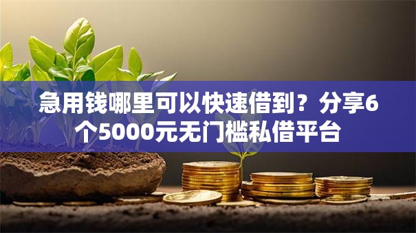 急用钱哪里可以快速借到？分享6个5000元无门槛私借平台