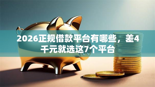2026正规借款平台有哪些，差4千元就选这7个平台