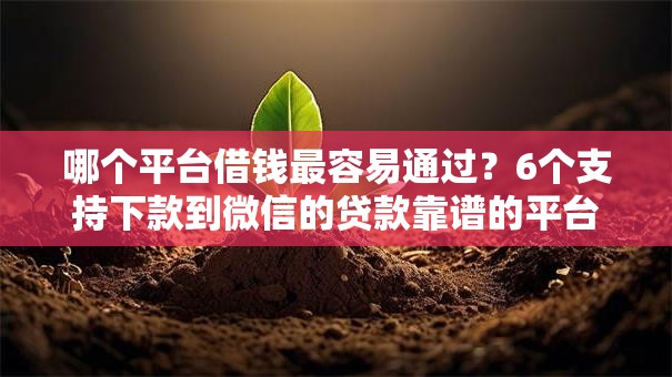 哪个平台借钱最容易通过?6个支持下款到微信的贷款靠谱的平台 哪个平台借钱最容易通过?6个支持下款到微信的贷款靠谱的平台