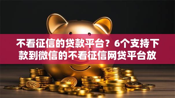 不看征信的贷款平台？6个支持下款到微信的不看征信网贷平台放款快的平台