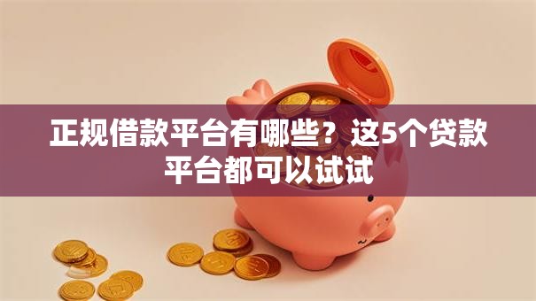 正规借款平台有哪些？这5个贷款平台都可以试试