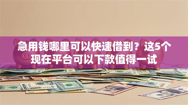 急用钱哪里可以快速借到？这5个现在平台可以下款值得一试