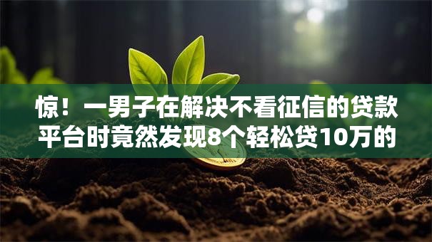 惊！一男子在解决不看征信的贷款平台时竟然发现8个轻松贷10万的口子，事后分享了出来