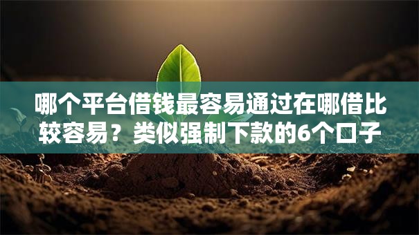 哪个平台借钱最容易通过在哪借比较容易？类似强制下款的6个口子参考