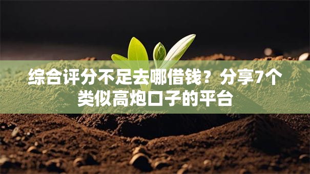 综合评分不足去哪借钱?分享7个类似高炮口子的平台 综合评分不足去哪借钱?分享7个类似高炮口子的平台