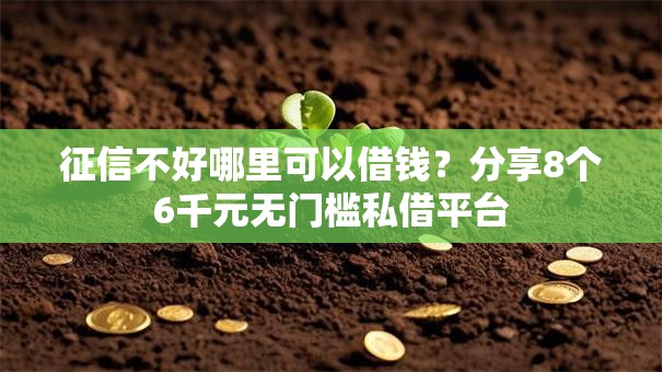 征信不好哪里可以借钱?分享8个6千元无门槛私借平台 征信不好哪里可以借钱?分享8个6千元无门槛私借平台