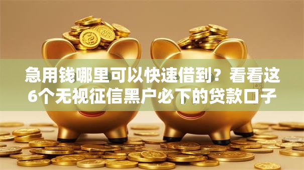 急用钱哪里可以快速借到?看看这6个无视征信黑户必下的贷款口子怎么样 急用钱哪里可以快速借到?看看这6个无视征信黑户必下的贷款口子怎么样