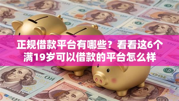 正规借款平台有哪些？看看这6个满19岁可以借款的平台怎么样
